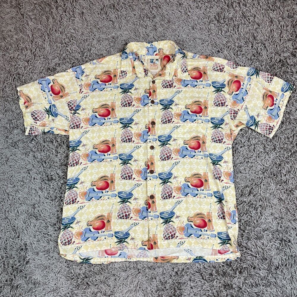 Vintage Hawaiian Shirt Mens Extra Large XL John Severson Beach Floral Rayon Camp